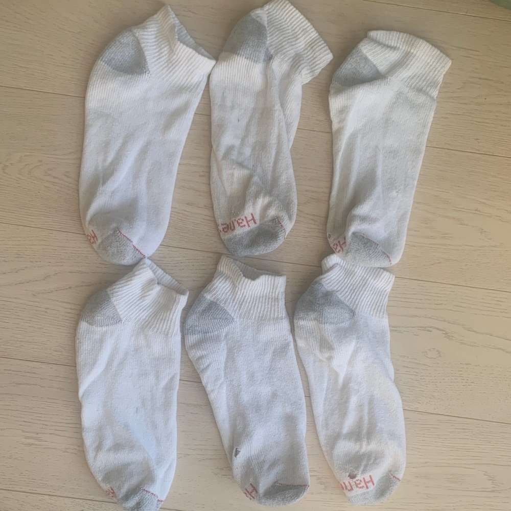 Hanes Men's White and Gray Athletic Socks